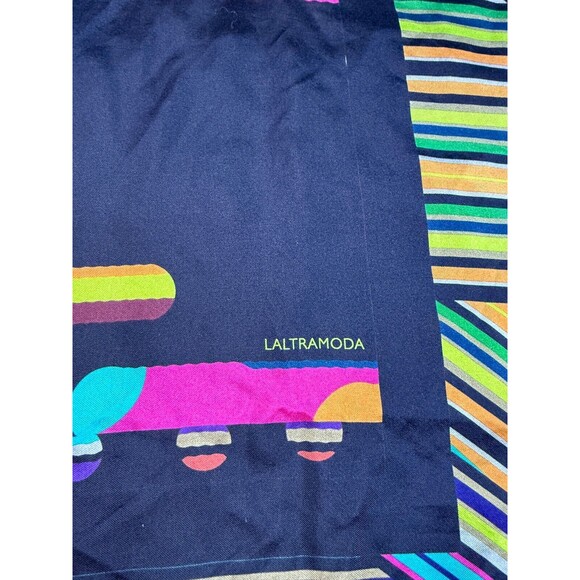 Laltramoda Square Silk Scarf Modern MCM Colorful 33"x33" - Picture 6 of 9
